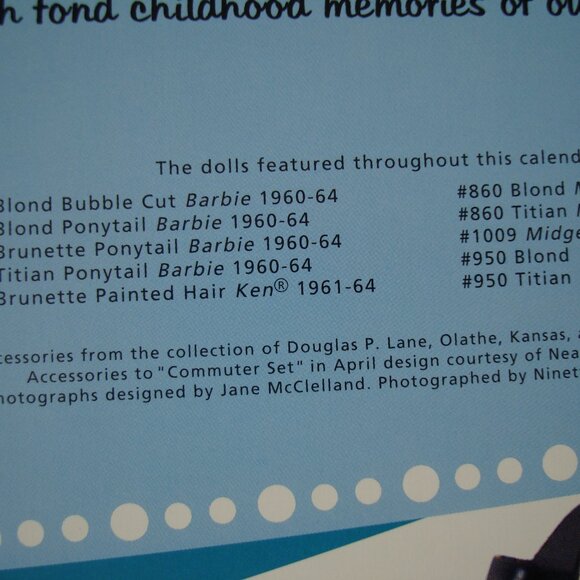 2/$10* Vintage 1995 Barbie Calendar 1960s Barbie Dolls Collectible - Picture 12 of 14